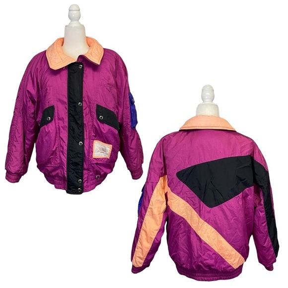 Vintage Profile Purple Peach Geometric Windbreaker Coat Medium - Picture 1 of 8